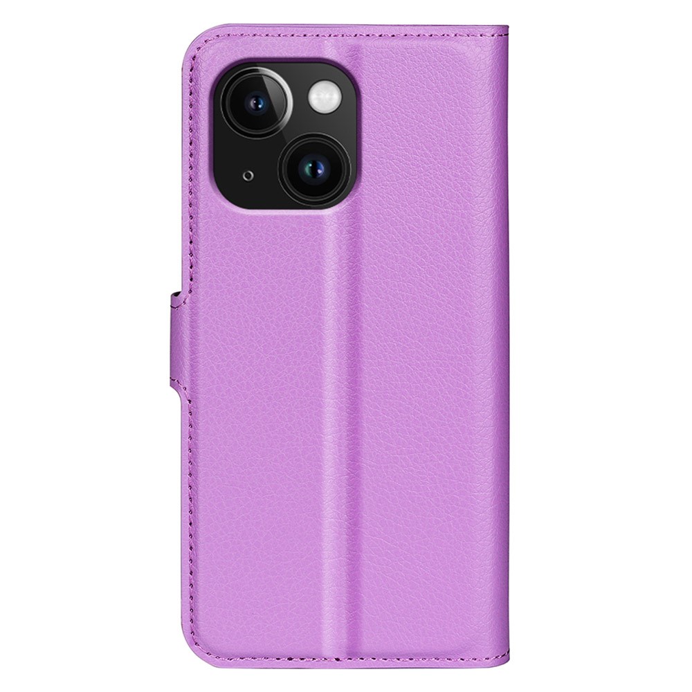  iPhone 15 Plus Fodral Litchi Textur Lila
