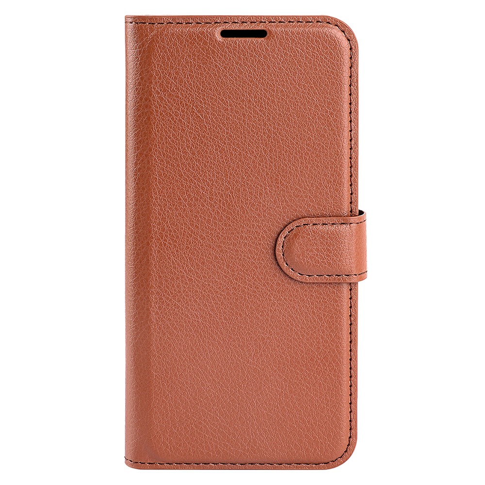  iPhone 15 Plus Fodral Litchi Textur Brun