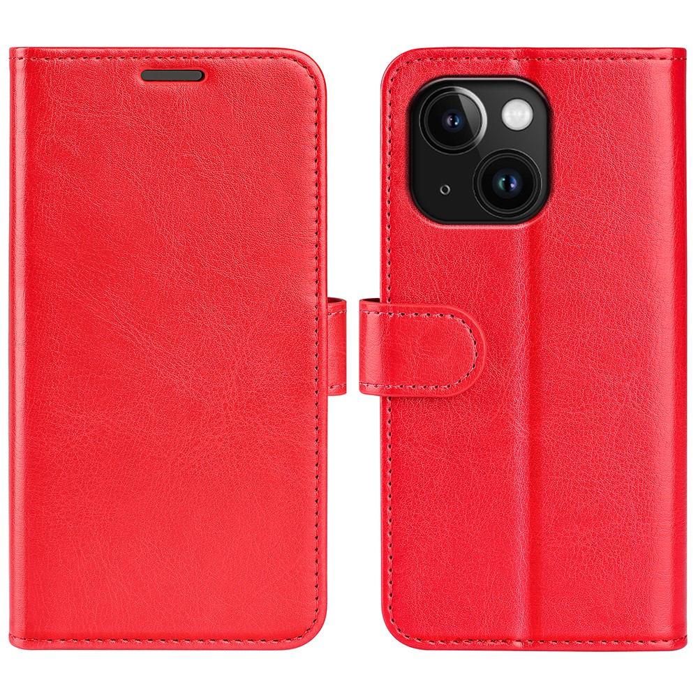  iPhone 15 Plus Fodral Crazy Horse Läder Röd
