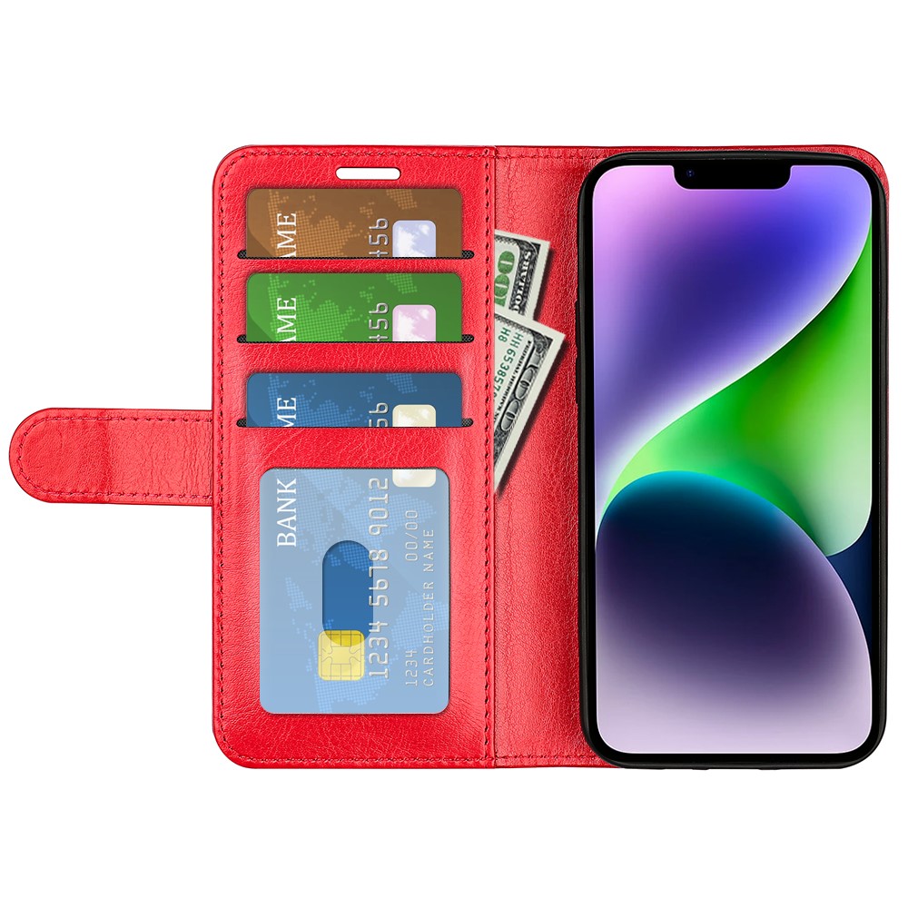  iPhone 15 Plus Fodral Crazy Horse Läder Röd
