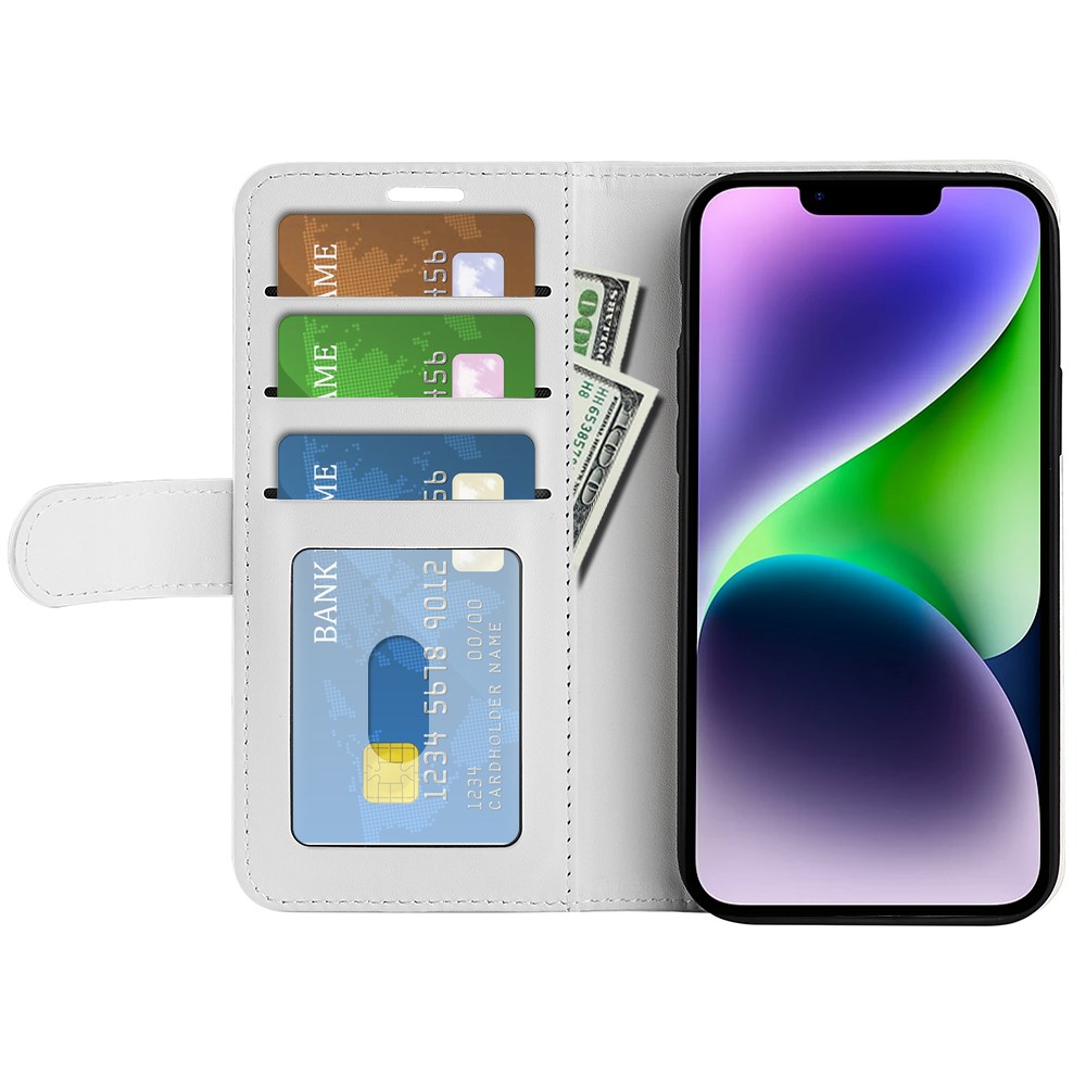  iPhone 15 Plus Fodral Crazy Horse Läder Vit