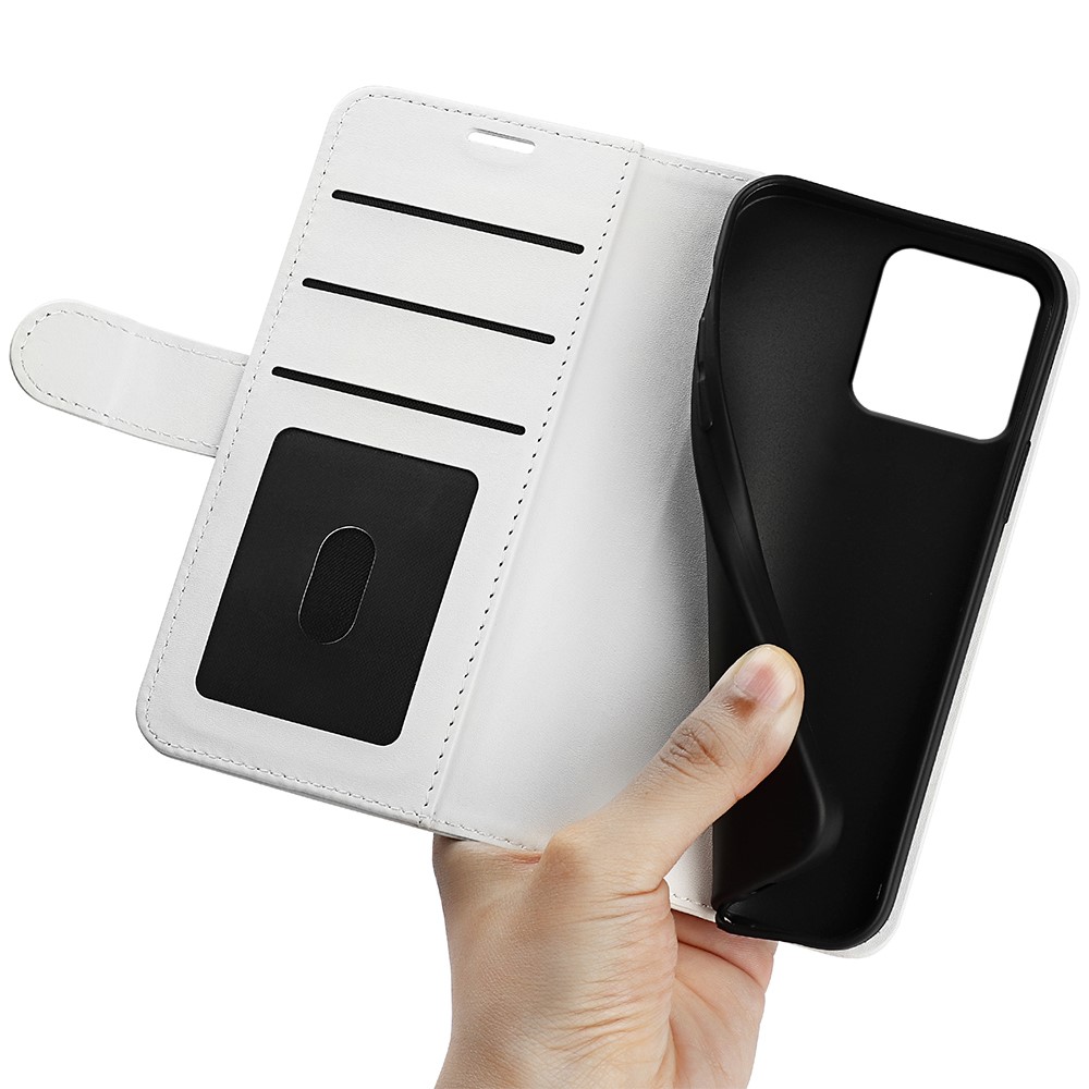  iPhone 15 Plus Fodral Crazy Horse Läder Vit
