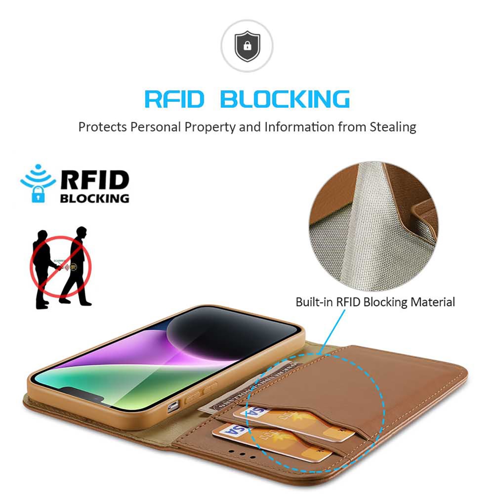 DUX DUCIS DUX DUCIS iPhone 15 Plus Fodral RFID Läder Brun