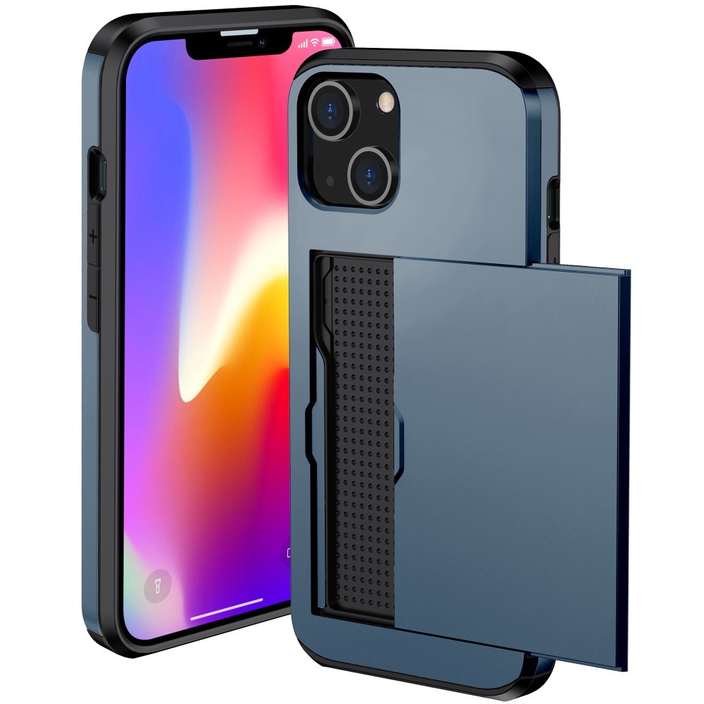  iPhone 15 Plus Skal Hybrid Med Kortfack Blå