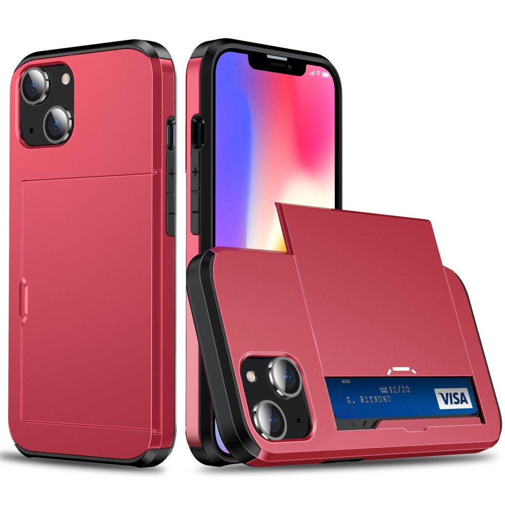  iPhone 15 Plus Skal Hybrid Med Kortfack Röd