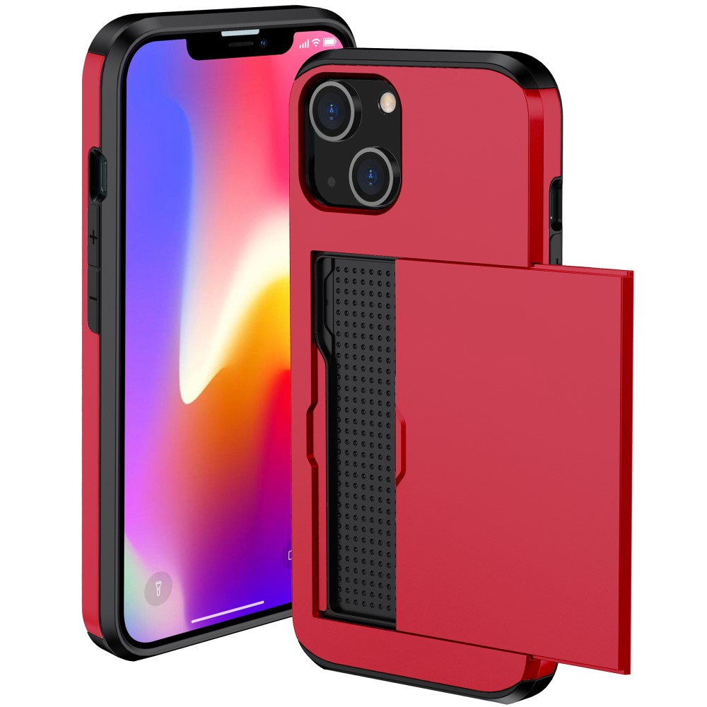  iPhone 15 Plus Skal Hybrid Med Kortfack Röd