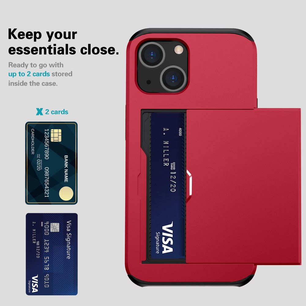  iPhone 15 Plus Skal Hybrid Med Kortfack Röd