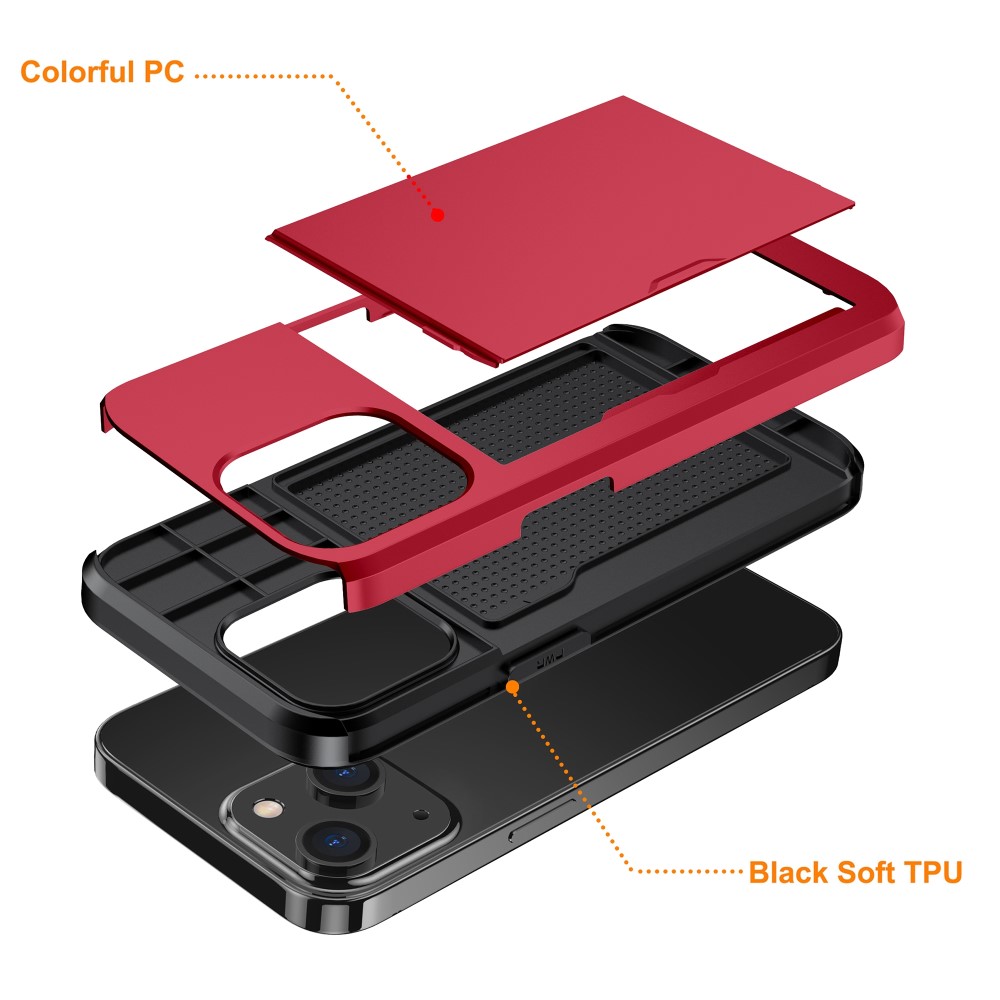  iPhone 15 Plus Skal Hybrid Med Kortfack Röd
