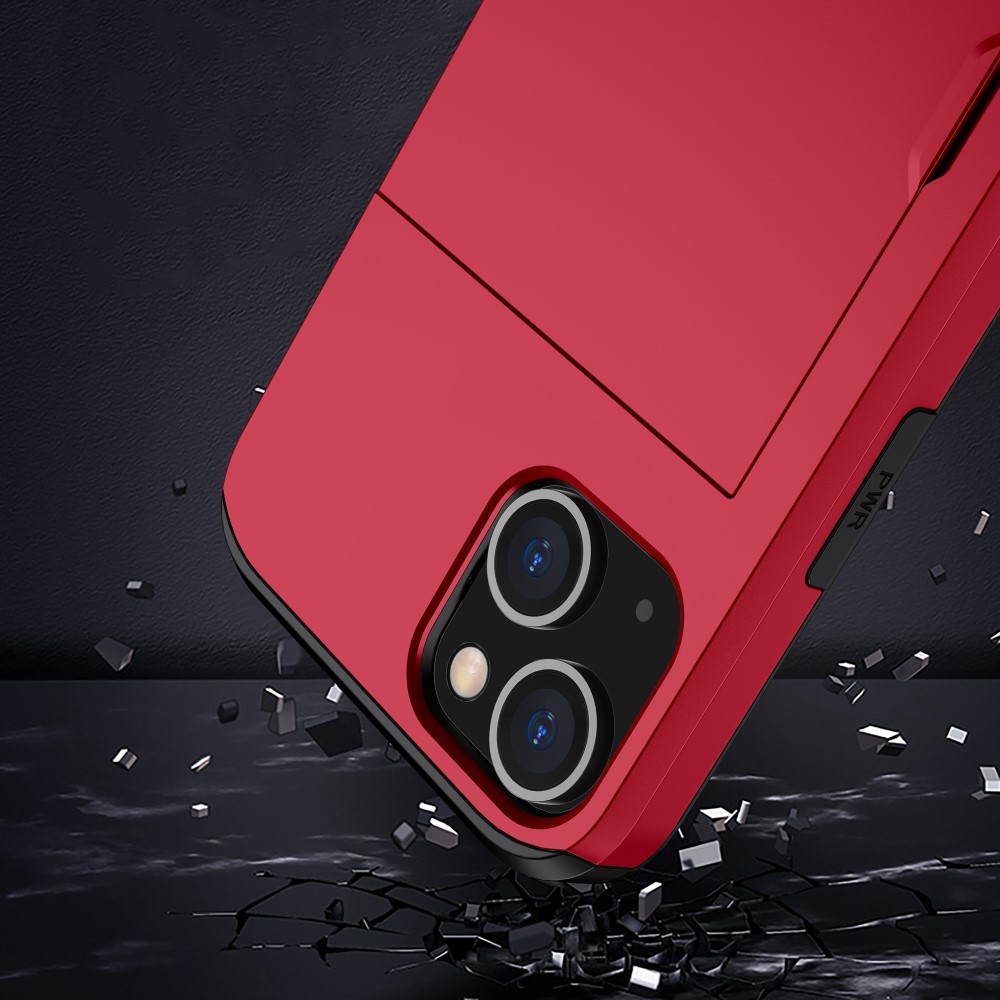  iPhone 15 Plus Skal Hybrid Med Kortfack Röd