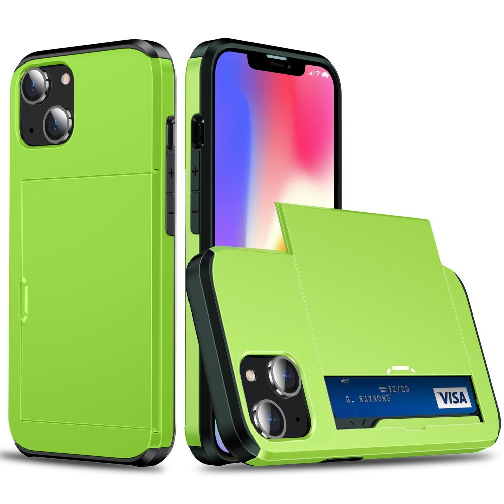  iPhone 15 Plus Skal Hybrid Med Kortfack Grön