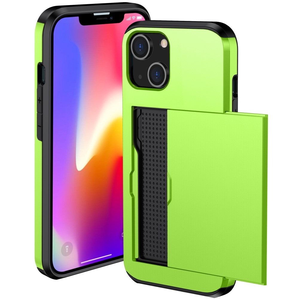 iPhone 15 Plus Skal Hybrid Med Kortfack Grön