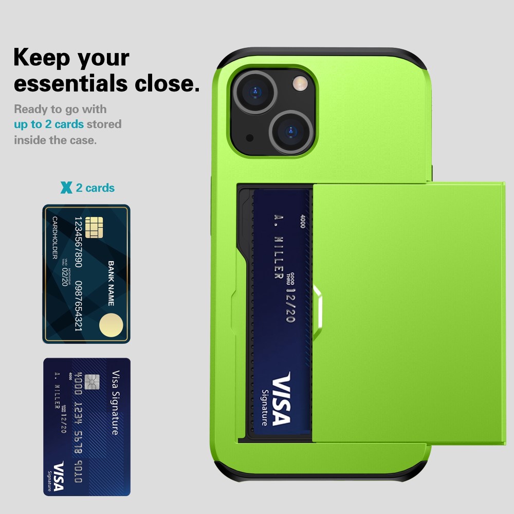  iPhone 15 Plus Skal Hybrid Med Kortfack Grön