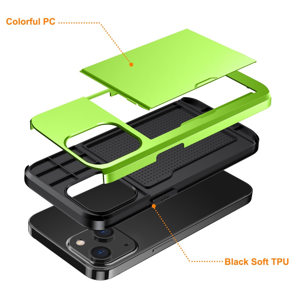  iPhone 15 Plus Skal Hybrid Med Kortfack Grön