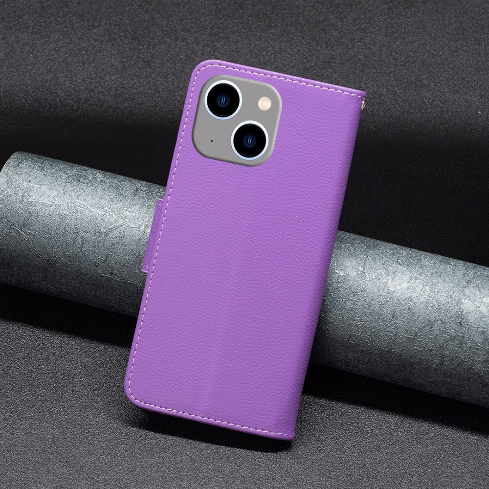  iPhone 15 Plus Fodral Shark Litchi Läder Lila