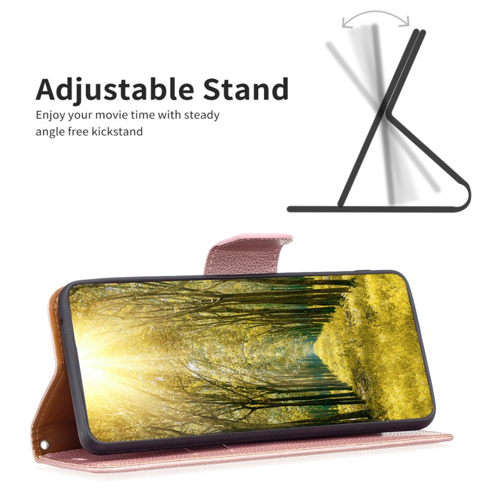  iPhone 15 Plus Fodral Shark Litchi Läder Roséguld