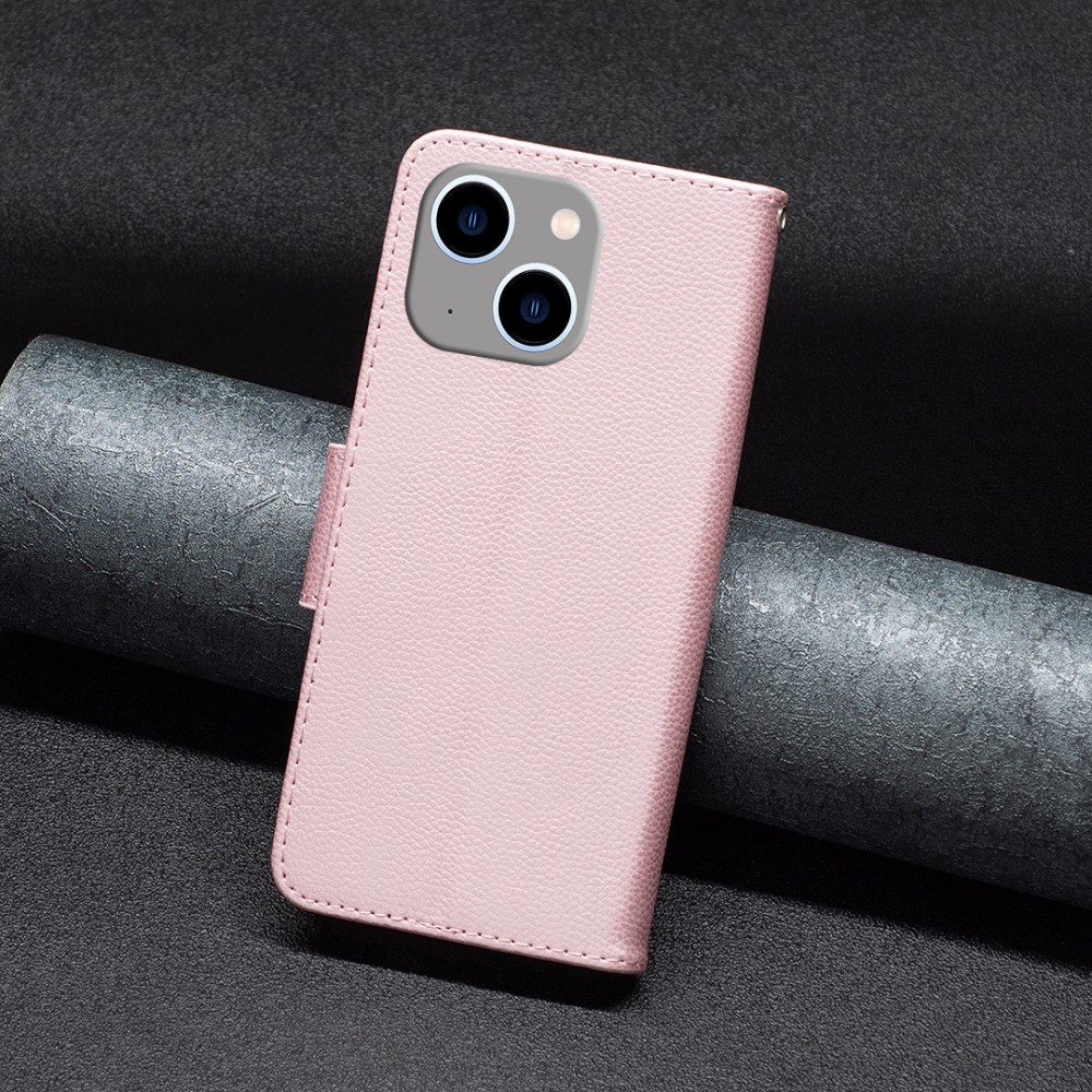  iPhone 15 Plus Fodral Shark Litchi Läder Roséguld
