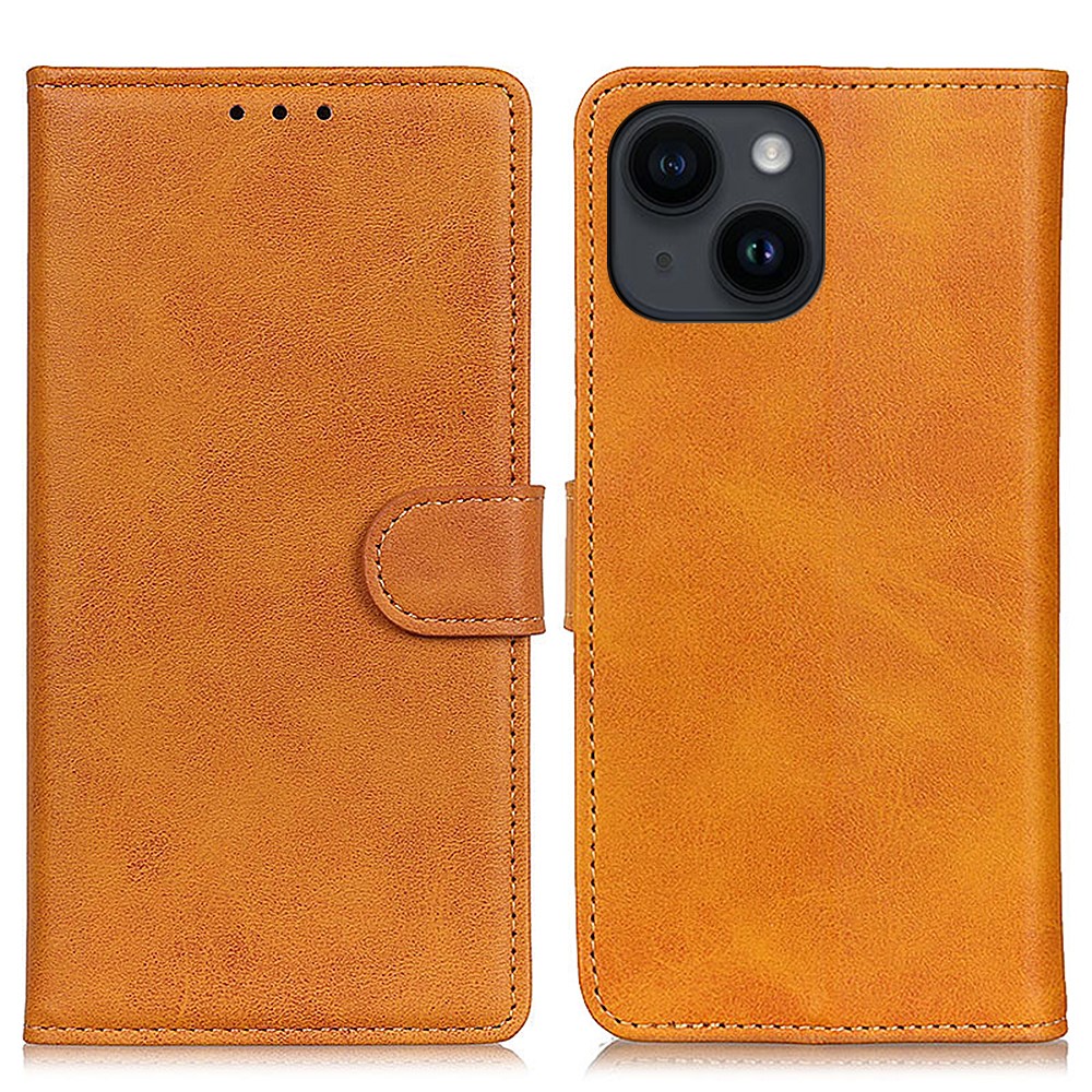  iPhone 15 Plus Fodral Solid Läder Brun