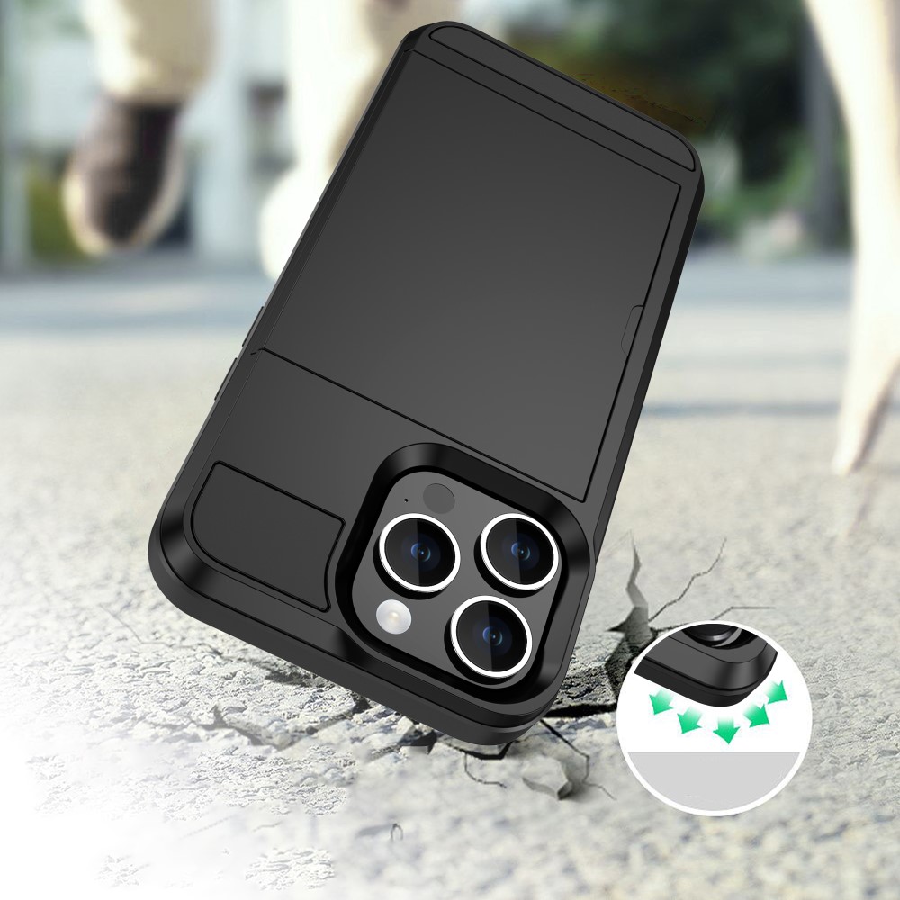  iPhone 15 Plus Skal Hybrid Armor Med Kortfack Grön