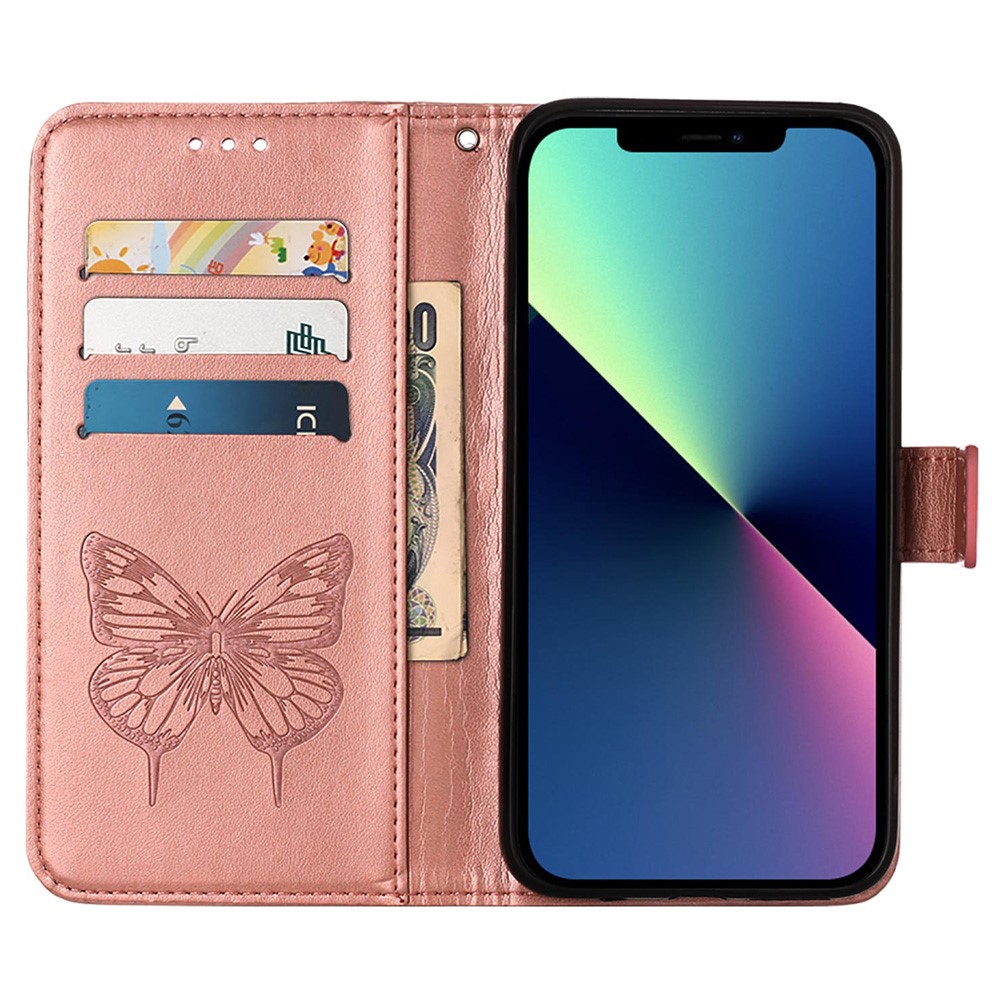  iPhone 15 Plus Fodral Med Tryck Fjäril Roséguld