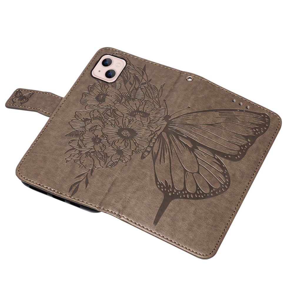  iPhone 15 Plus Fodral Med Tryck Fjäril Grå