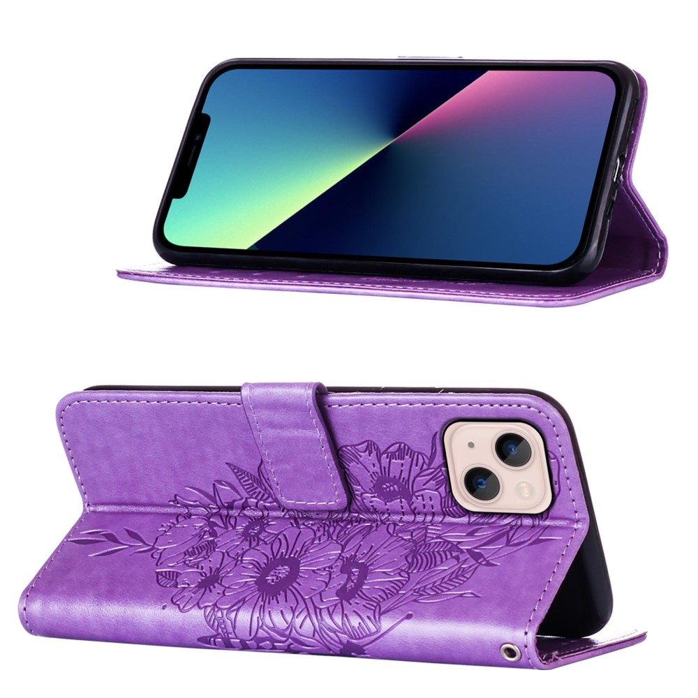  iPhone 15 Plus Fodral Med Tryck Fjäril Lila