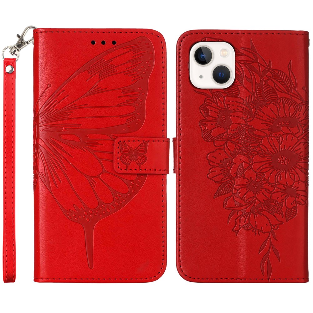  iPhone 15 Plus Fodral Med Tryck Fjäril Röd