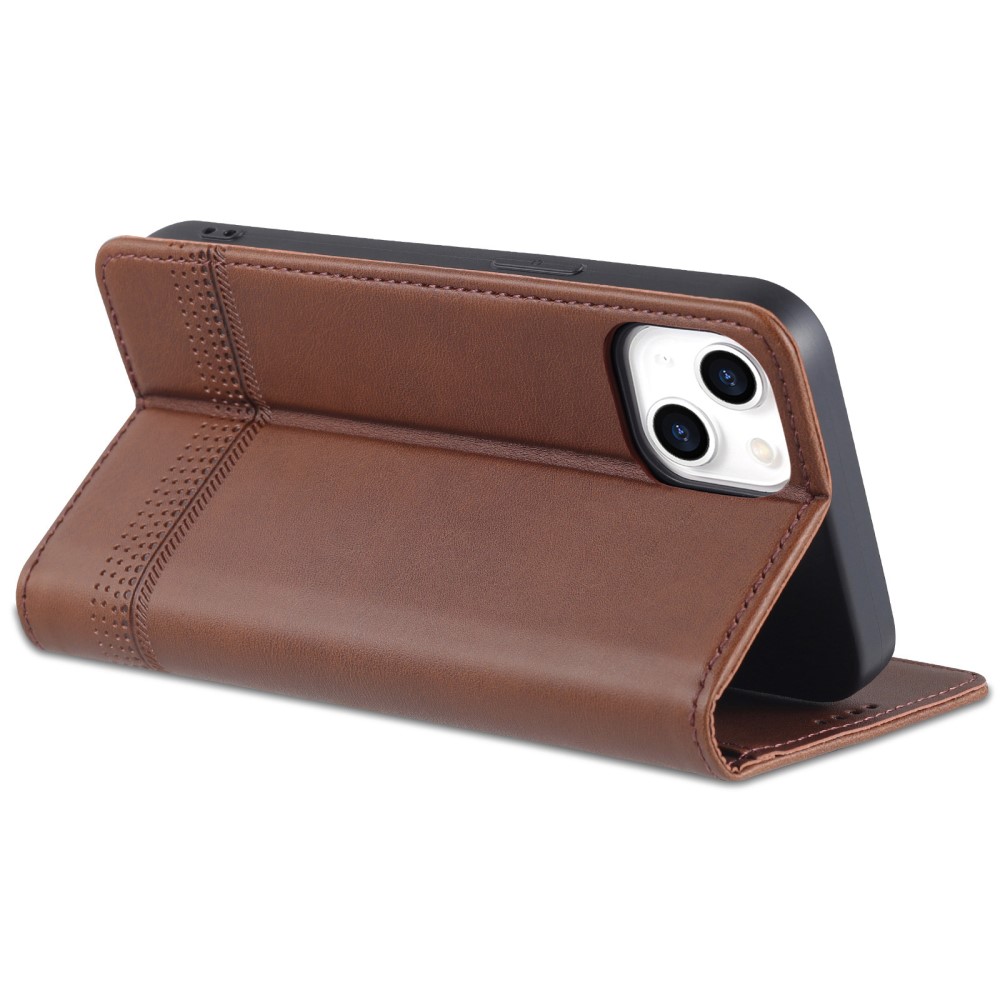 AZNS AZNS iPhone 15 Plus Fodral Flip Läder Brun