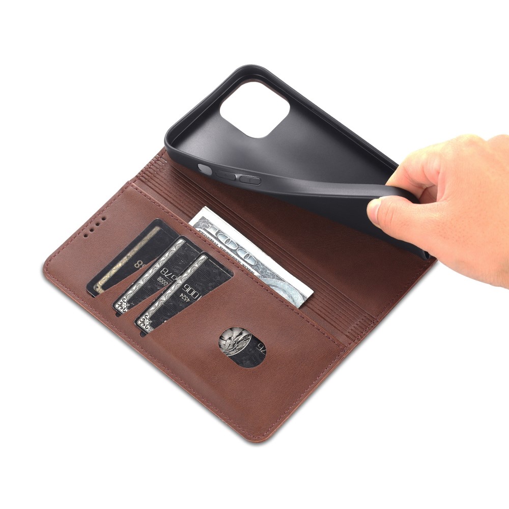 AZNS AZNS iPhone 15 Plus Fodral Flip Läder Brun