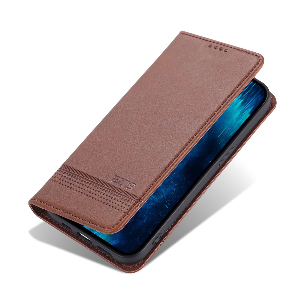 AZNS AZNS iPhone 15 Plus Fodral Flip Läder Brun