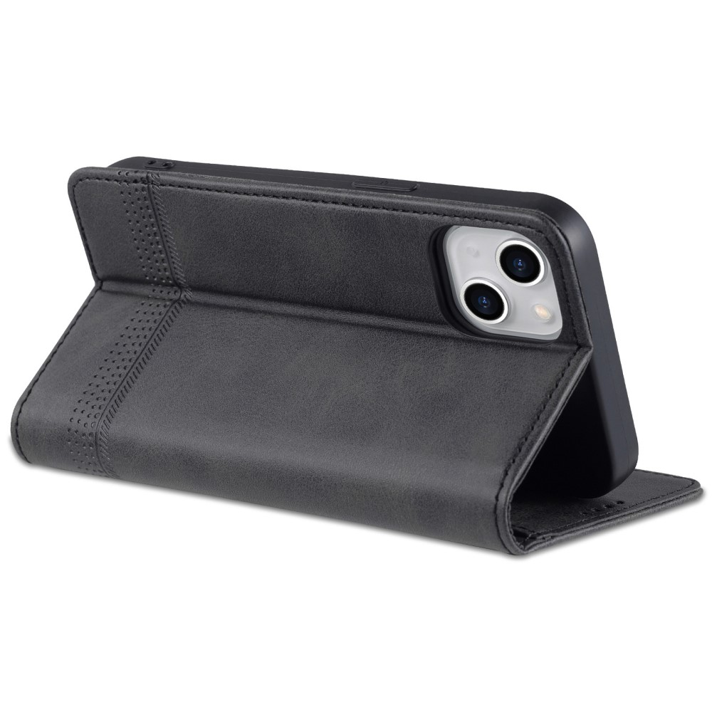 AZNS AZNS iPhone 15 Plus Fodral Flip Läder Svart