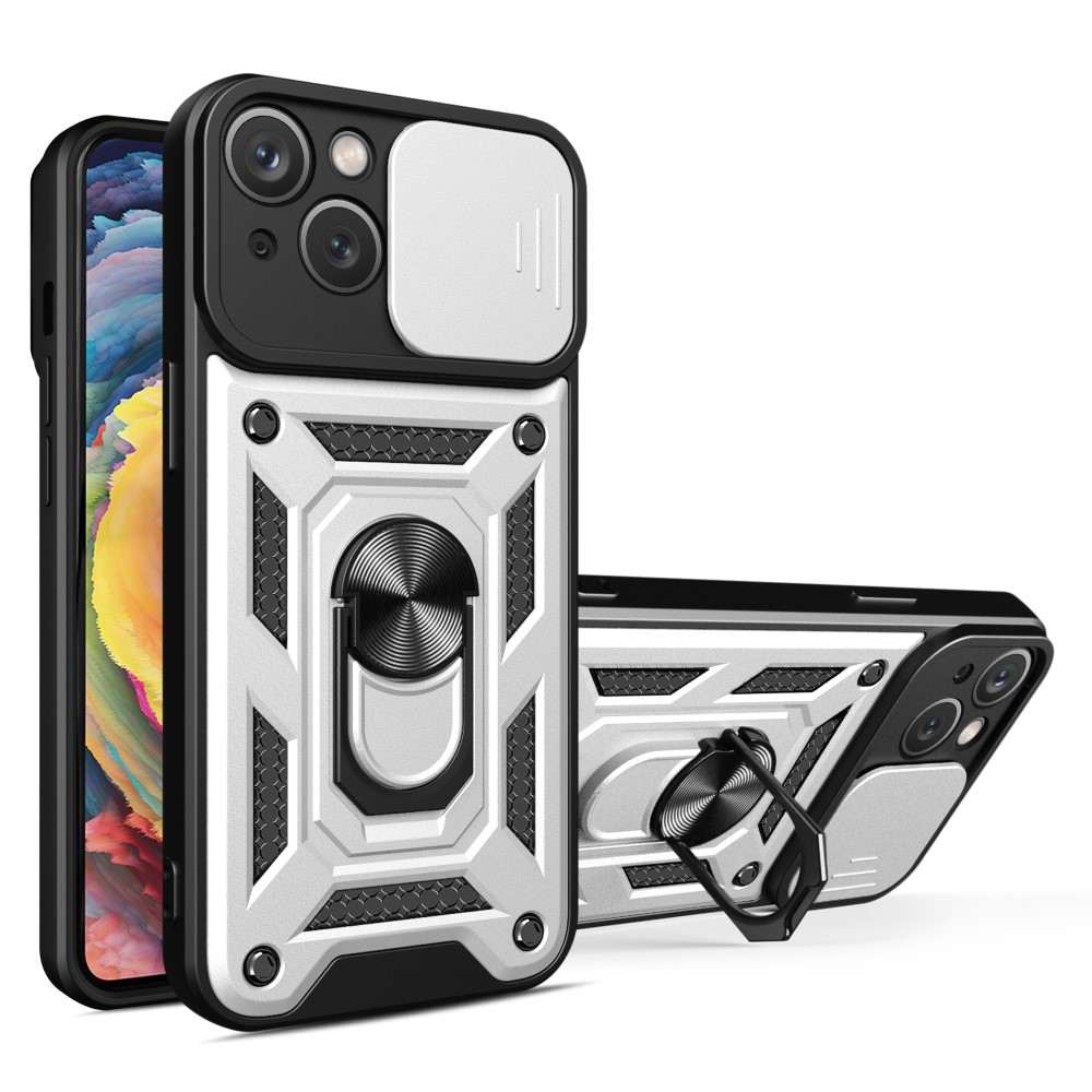  iPhone 15 Plus Skal CamShield Hybrid Ring Silver