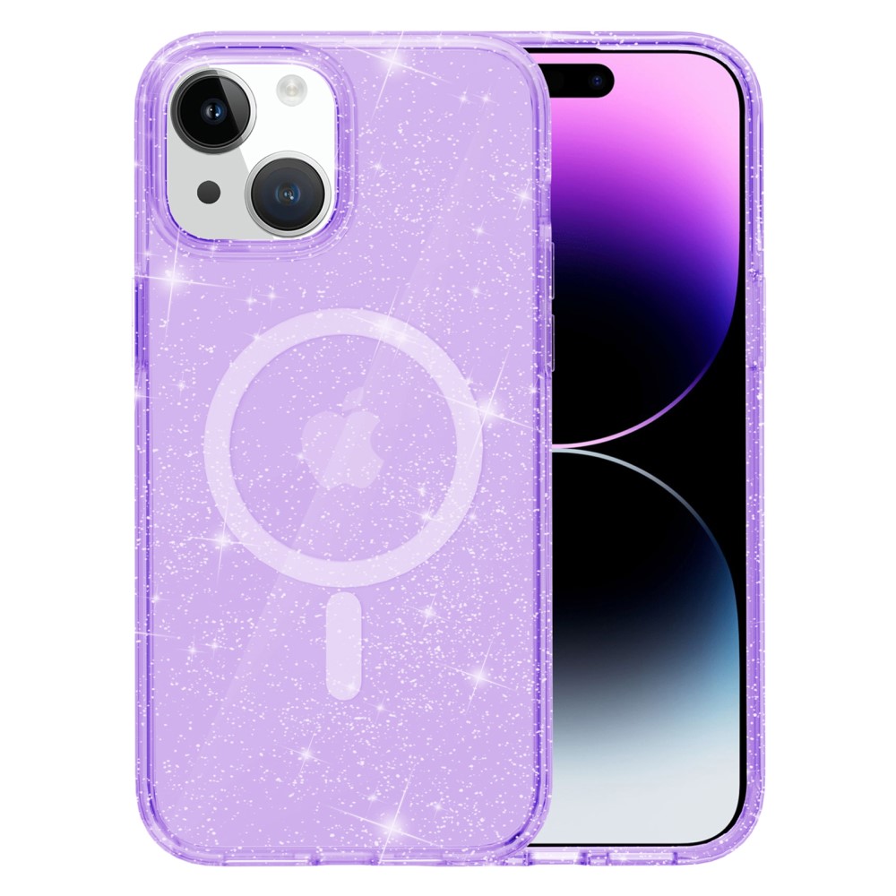  iPhone 15 Plus Skal MagSafe Hybrid Glitter Lila