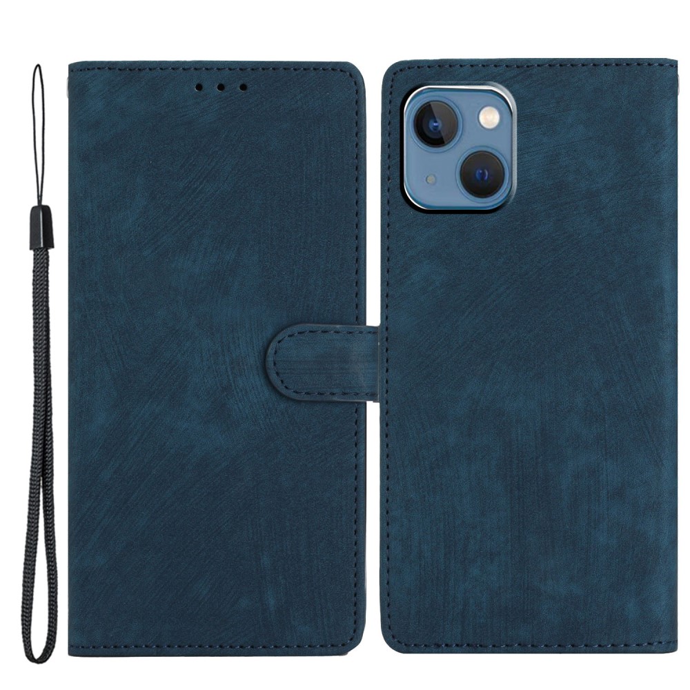  iPhone 15 Plus Fodral Skin Touch Läder Blå