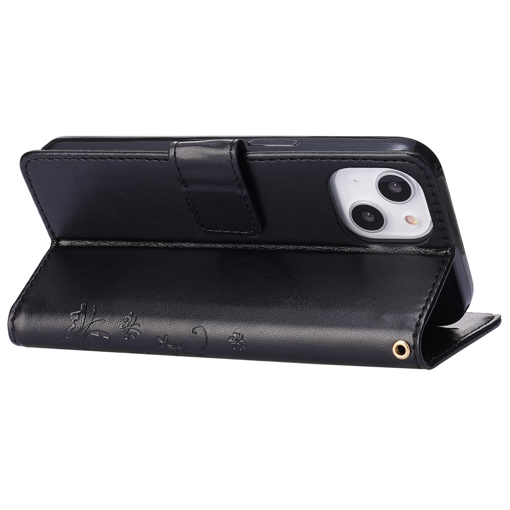  iPhone 15 Plus Fodral Med Blommigt Tryck Svart