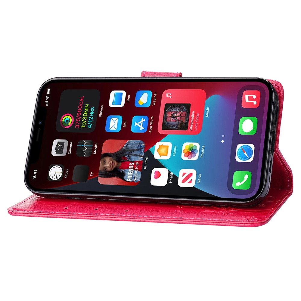  iPhone 15 Plus Fodral Med Blommigt Tryck Röd/Rosa