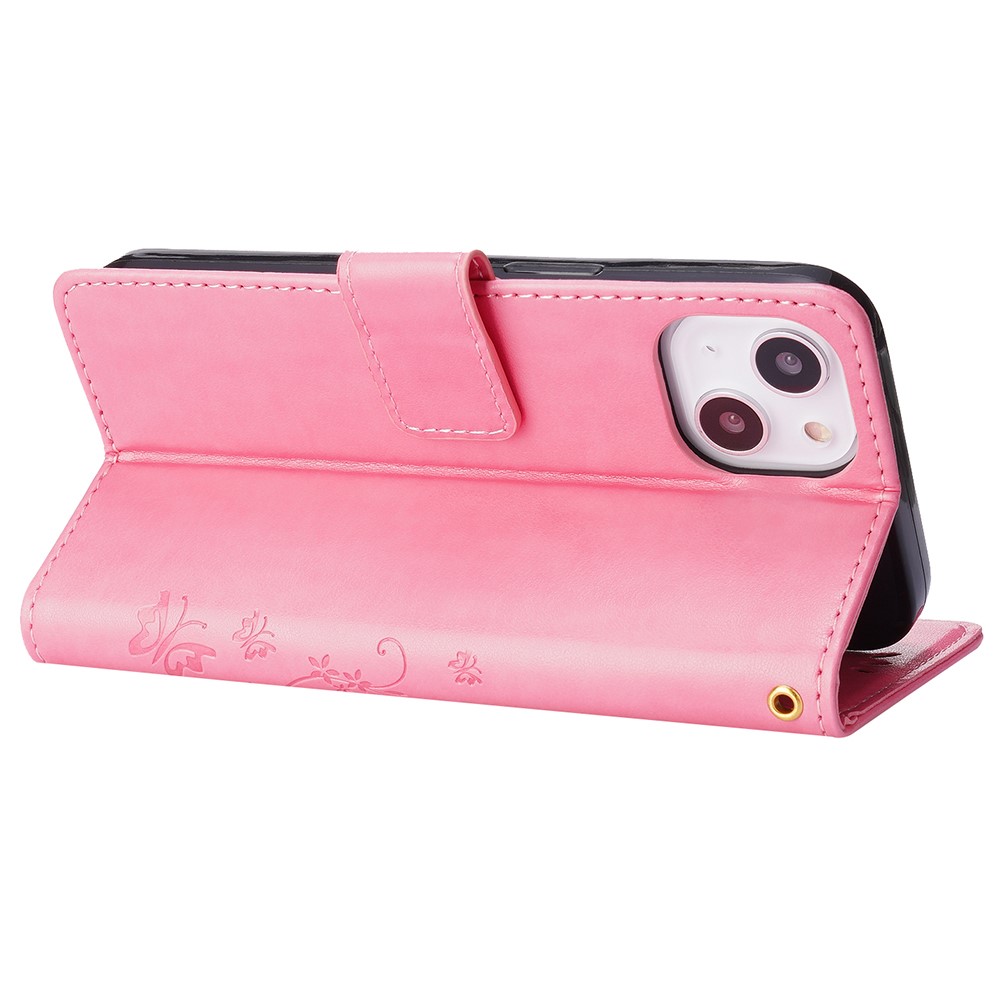  iPhone 15 Plus Fodral Med Blommigt Tryck Rosa