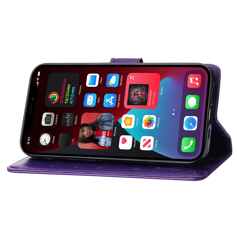  iPhone 15 Plus Fodral Med Blommigt Tryck Mörk Lila