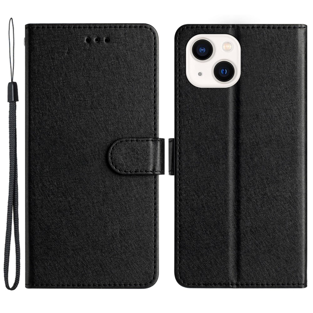  iPhone 15 Plus Fodral Silk Textur Med Snodd Svart