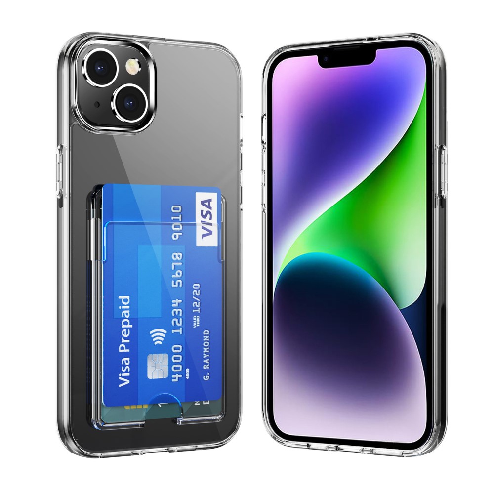  iPhone 15 Plus Skal Hybrid Med Kortfack Transparent