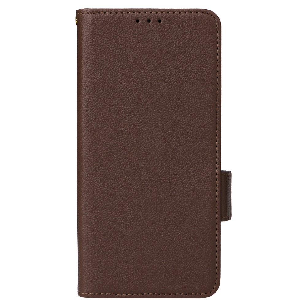  iPhone 15 Plus Fodral Litchi Textur Med Snodd Brun