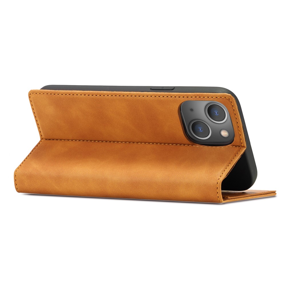 LC.IMEEKE LC.IMEEKE iPhone 15 Plus Fodral Flip Läder Brun