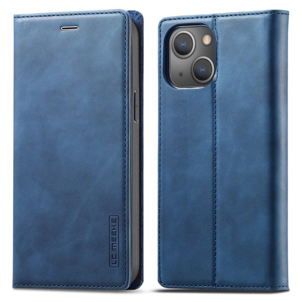 LC.IMEEKE LC.IMEEKE iPhone 15 Plus Fodral Flip Läder Blå