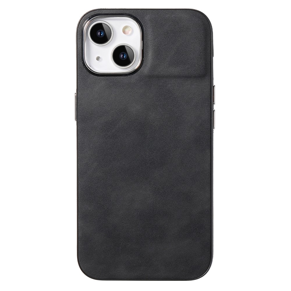  iPhone 15 Plus Skal Läderbelagt Skin Touch Svart
