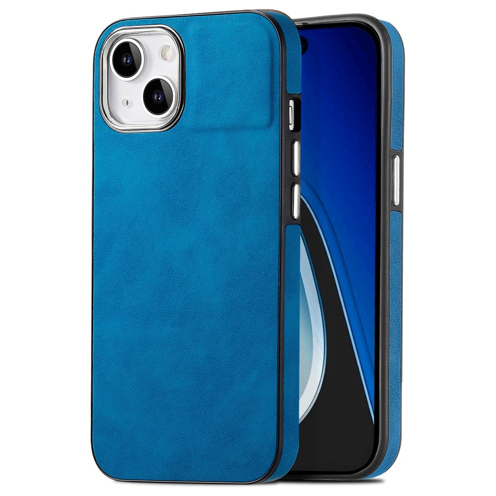  iPhone 15 Plus Skal Läderbelagt Skin Touch Blå