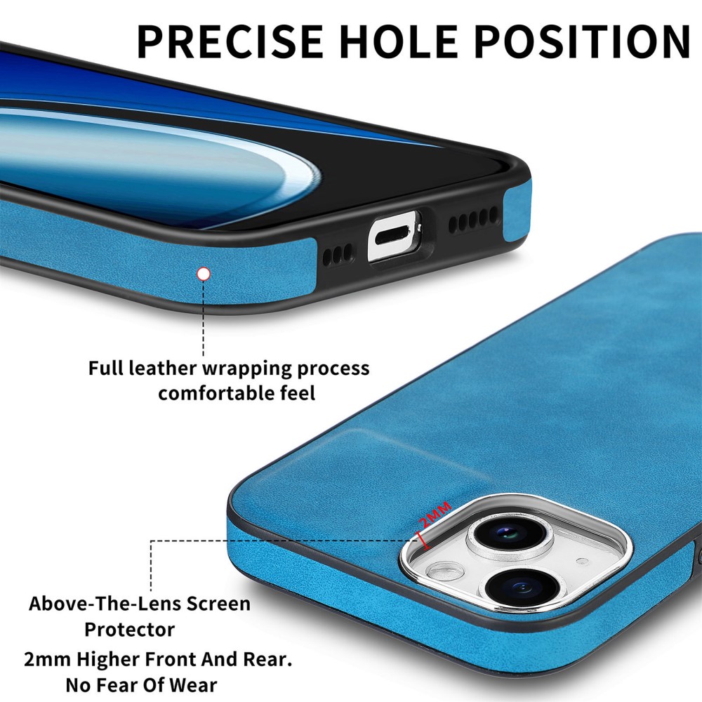  iPhone 15 Plus Skal Läderbelagt Skin Touch Blå