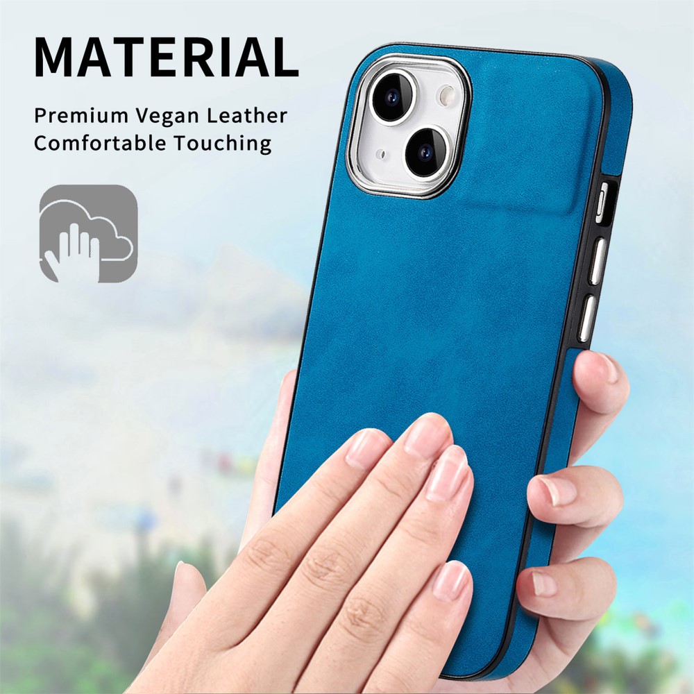  iPhone 15 Plus Skal Läderbelagt Skin Touch Blå