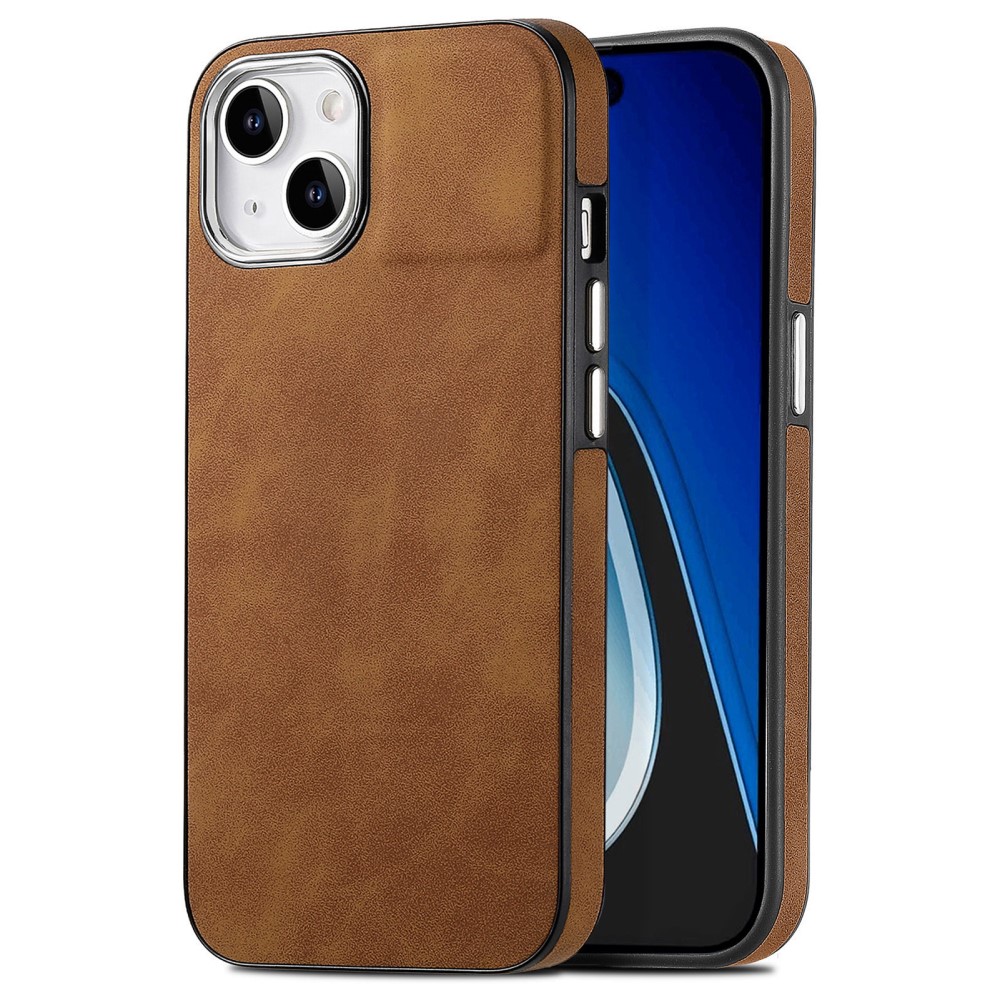  iPhone 15 Plus Skal Läderbelagt Skin Touch Brun
