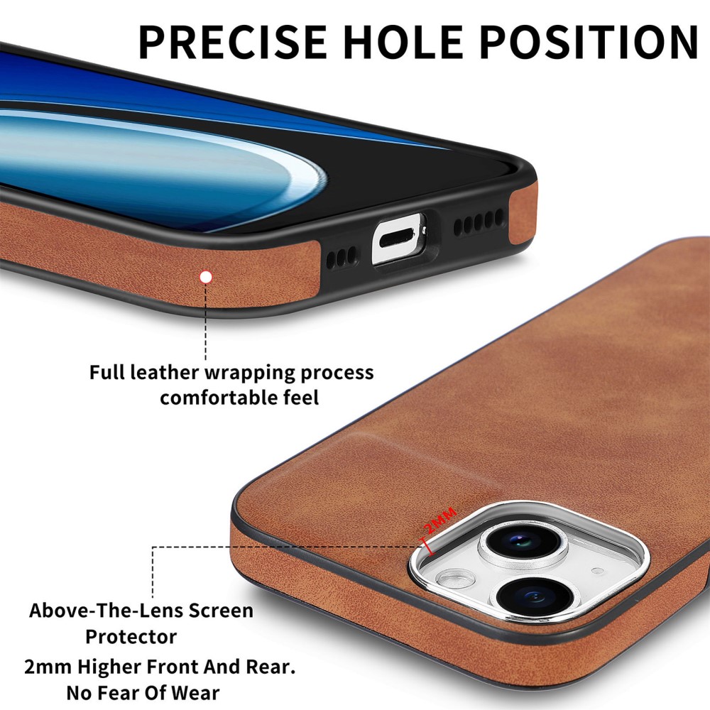  iPhone 15 Plus Skal Läderbelagt Skin Touch Brun