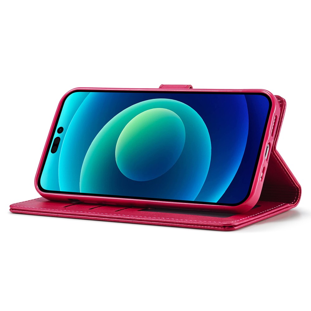 LC.IMEEKE LC.IMEEKE iPhone 15 Plus Fodral Läder Rosa/Röd