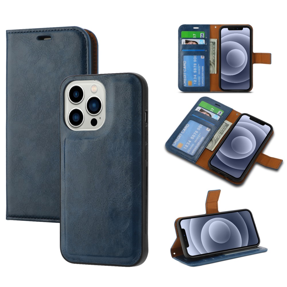  iPhone 15 Plus 2in1 Magnet Fodral Crazy Horse Blå